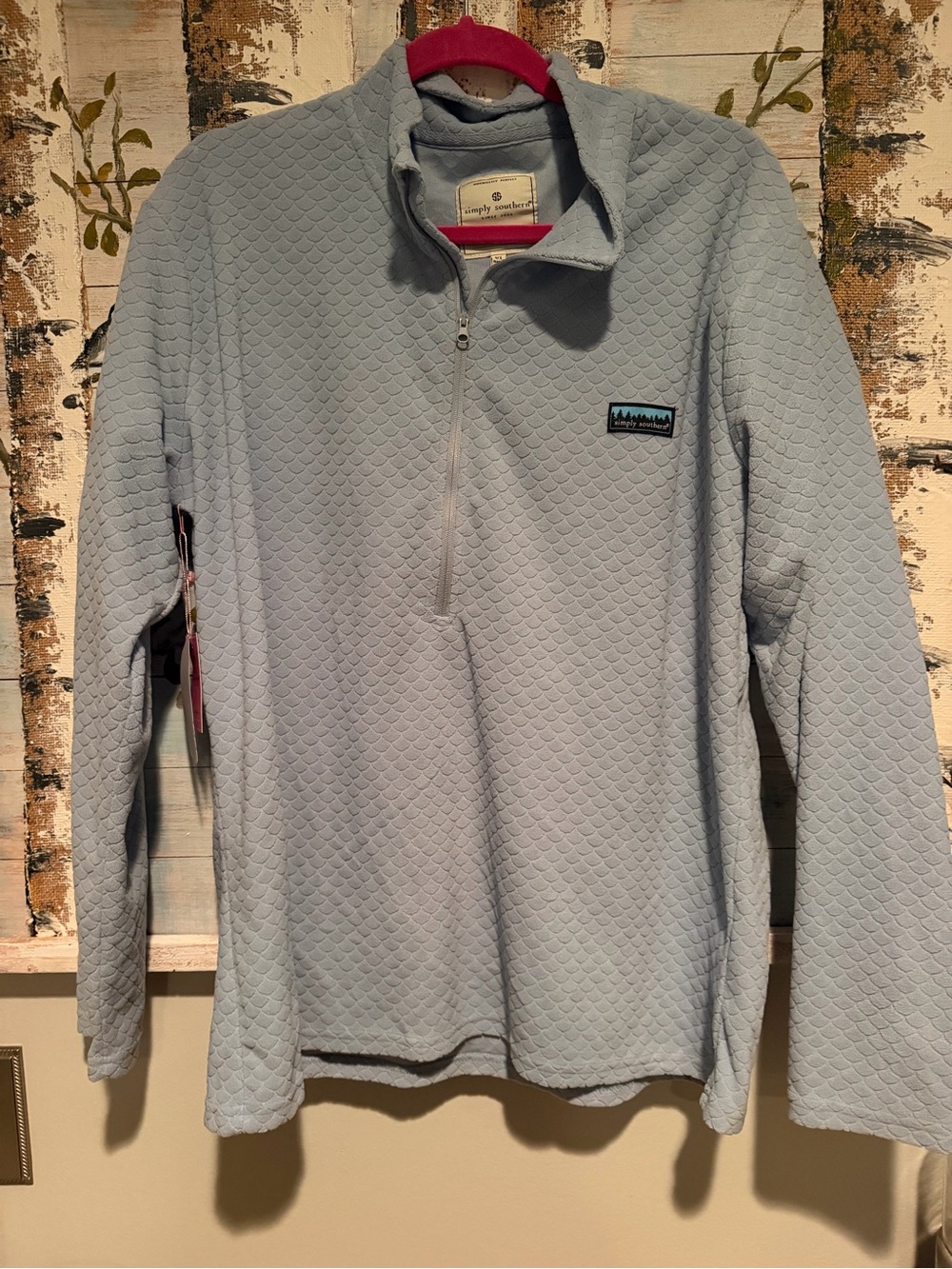 Simply Southern Light Blue Quilted Half-Zip Pullover